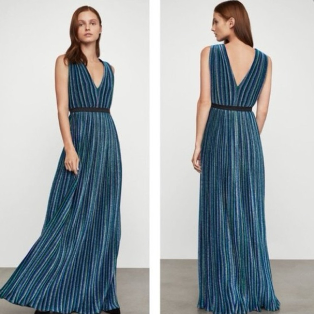 ✨Holiday Party Perfect✨NWOT BCBG Metallic Pleated Gown, Size XXS